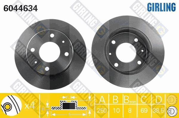 Girling 6044634 - Гальмівний диск autocars.com.ua