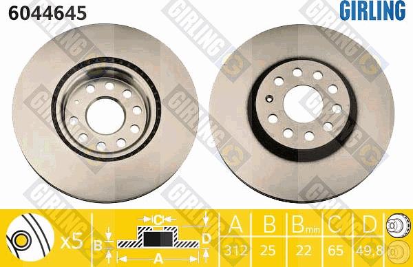 Girling 6044645 - Гальмівний диск autocars.com.ua