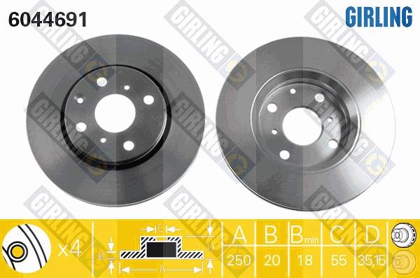 Girling 6044691 - Гальмівний диск autocars.com.ua