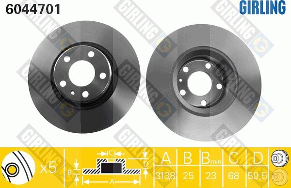 Girling 6044701 - Гальмівний диск autocars.com.ua