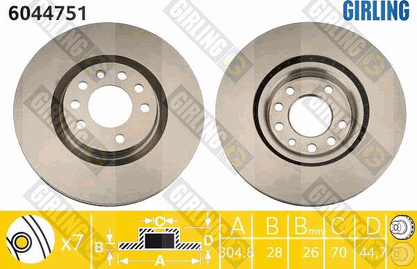 Girling 6044751 - Гальмівний диск autocars.com.ua