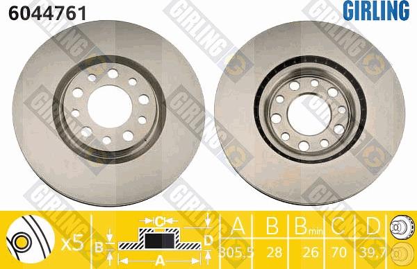 Girling 6044761 - Гальмівний диск autocars.com.ua