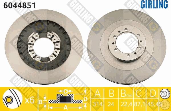 Girling 6044851 - Тормозной диск avtokuzovplus.com.ua