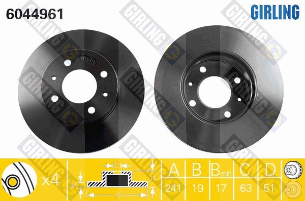 Girling 6044961 - Гальмівний диск autocars.com.ua