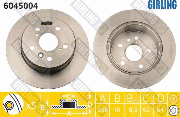 Girling 6045004 - Тормозной диск avtokuzovplus.com.ua