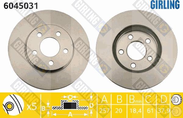 Girling 6045031 - Гальмівний диск autocars.com.ua