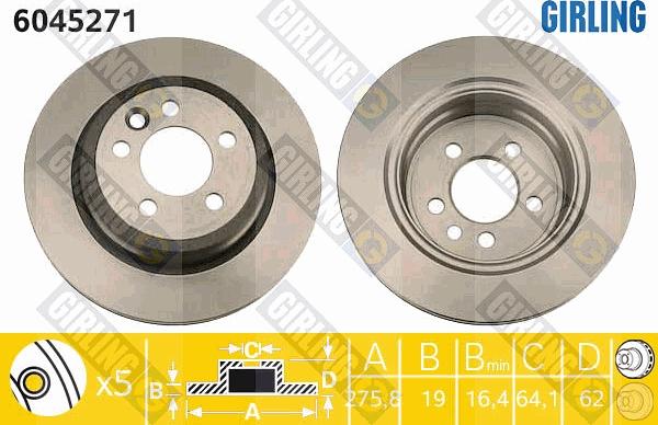 Girling 6045271 - Гальмівний диск autocars.com.ua