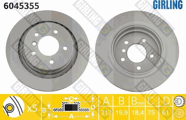 Girling 6045355 - Тормозной диск avtokuzovplus.com.ua