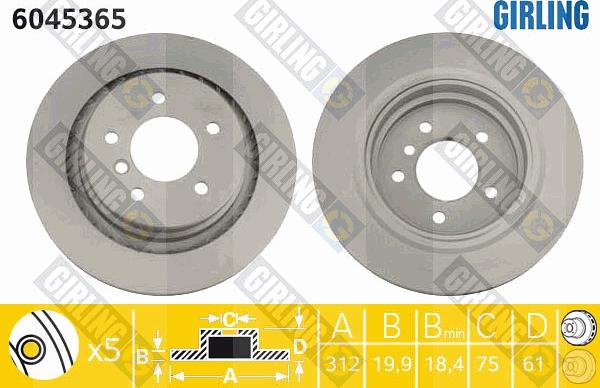 Girling 6045365 - Гальмівний диск autocars.com.ua