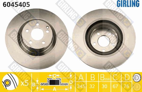 Girling 6045405 - Гальмівний диск autocars.com.ua