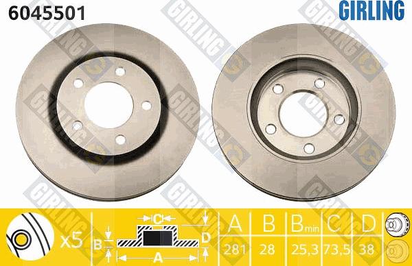 Girling 6045501 - Тормозной диск avtokuzovplus.com.ua