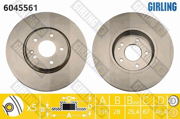 Girling 6045561 - Гальмівний диск autocars.com.ua