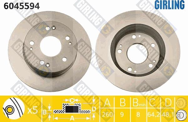 Girling 6045594 - Тормозной диск avtokuzovplus.com.ua