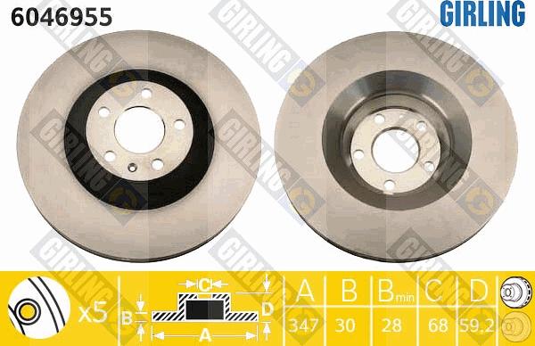 Girling 6046955 - Гальмівний диск autocars.com.ua