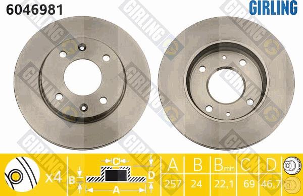 Girling 6046981 - Гальмівний диск autocars.com.ua