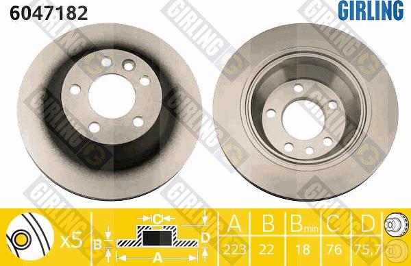 Girling 6047182 - Гальмівний диск autocars.com.ua