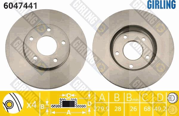 Girling 6047441 - Гальмівний диск autocars.com.ua