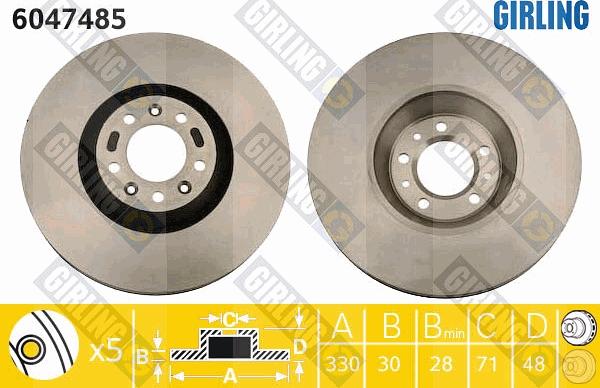 Girling 6047485 - Гальмівний диск autocars.com.ua