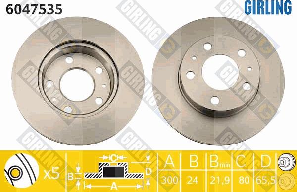 Girling 6047535 - Тормозной диск avtokuzovplus.com.ua