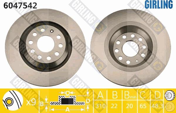 Girling 6047542 - Гальмівний диск autocars.com.ua