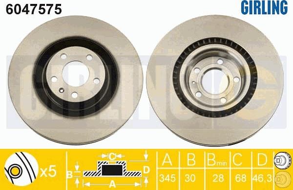 Girling 6047575 - Тормозной диск avtokuzovplus.com.ua