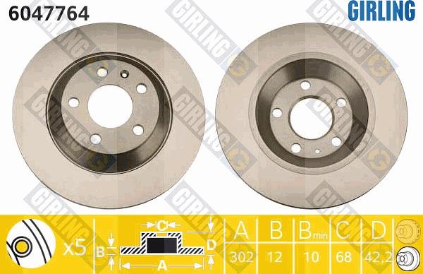 Girling 6047764 - Гальмівний диск autocars.com.ua