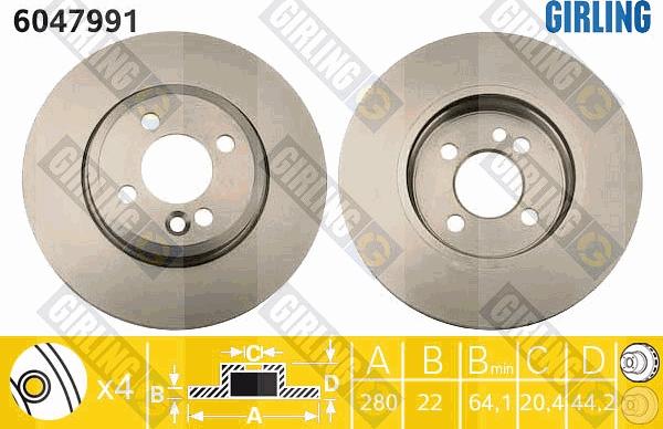 Girling 6047991 - Гальмівний диск autocars.com.ua