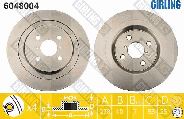 Girling 6048004 - Гальмівний диск autocars.com.ua