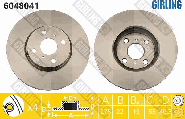 Girling 6048041 - Гальмівний диск autocars.com.ua