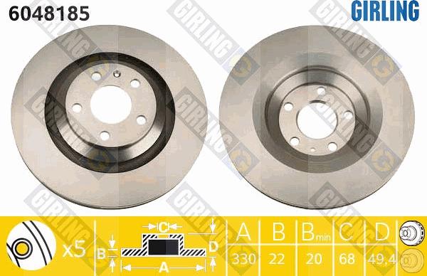 Girling 6048185 - Гальмівний диск autocars.com.ua