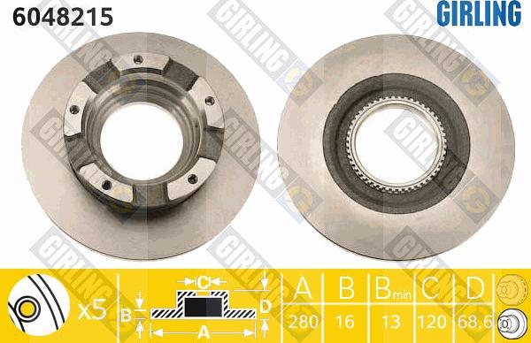 Girling 6048215 - Тормозной диск avtokuzovplus.com.ua