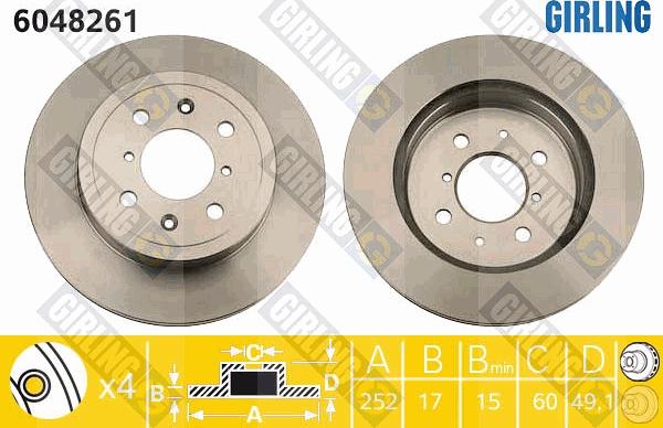 Girling 6048261 - Гальмівний диск autocars.com.ua