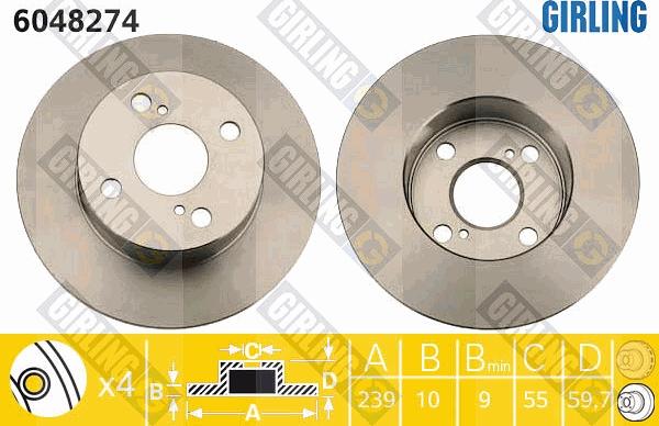 Girling 6048274 - Гальмівний диск autocars.com.ua