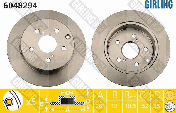 Girling 6048294 - Гальмівний диск autocars.com.ua