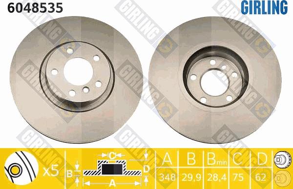 Girling 6048535 - Тормозной диск avtokuzovplus.com.ua