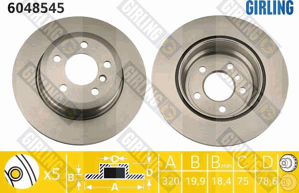 Girling 6048545 - Тормозной диск avtokuzovplus.com.ua