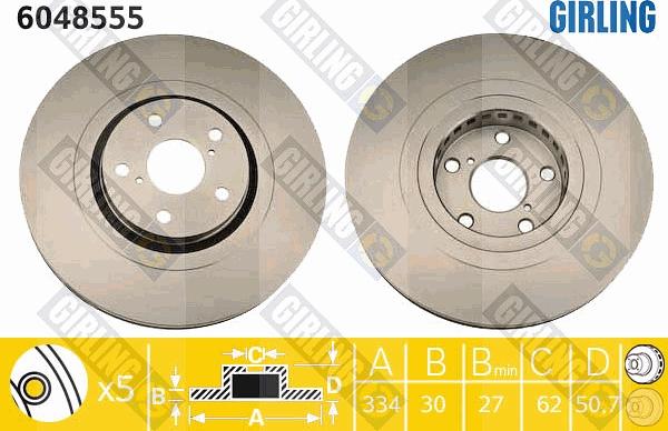 Girling 6048555 - Гальмівний диск autocars.com.ua