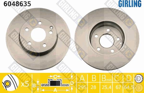 Girling 6048635 - Тормозной диск avtokuzovplus.com.ua