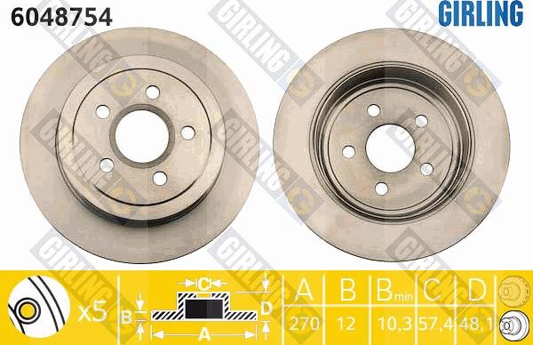 Girling 6048754 - Гальмівний диск autocars.com.ua