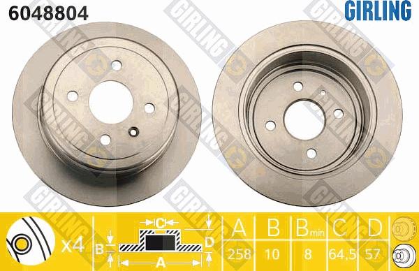 Girling 6048804 - Тормозной диск avtokuzovplus.com.ua