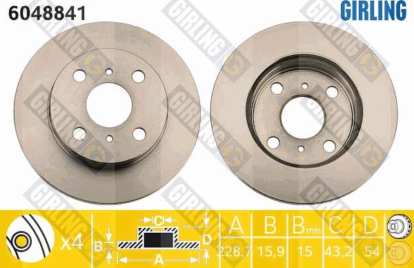 Girling 6048841 - Гальмівний диск autocars.com.ua