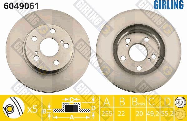 Girling 6049061 - Гальмівний диск autocars.com.ua