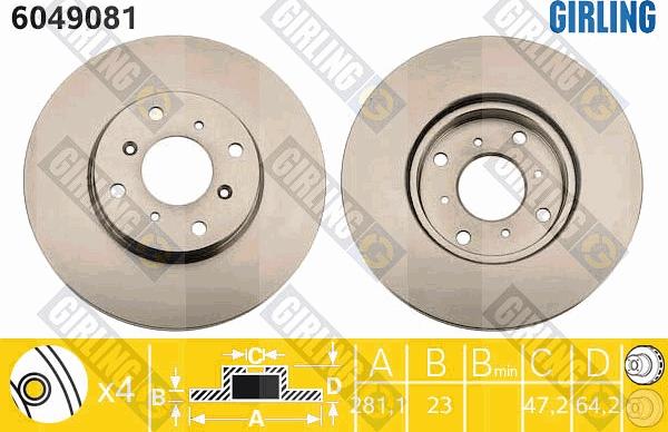 Girling 6049081 - Тормозной диск avtokuzovplus.com.ua