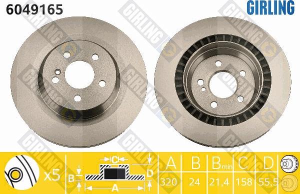 Girling 6049165 - Тормозной диск avtokuzovplus.com.ua