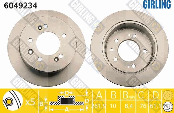 Girling 6049234 - Гальмівний диск autocars.com.ua