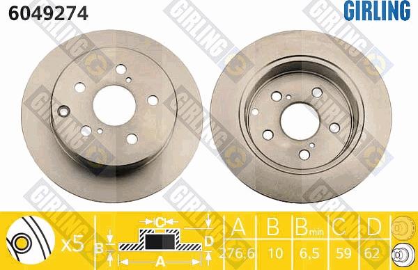 Girling 6049274 - Тормозной диск avtokuzovplus.com.ua