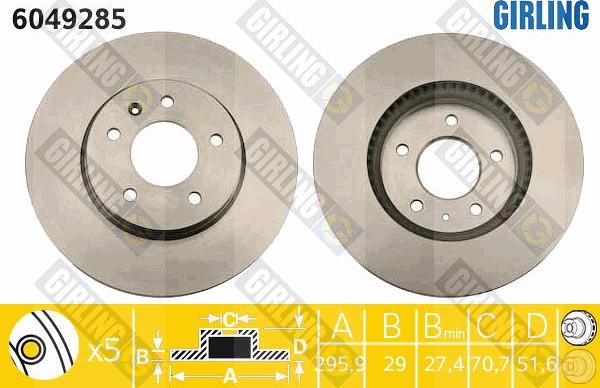 Girling 6049285 - Гальмівний диск autocars.com.ua