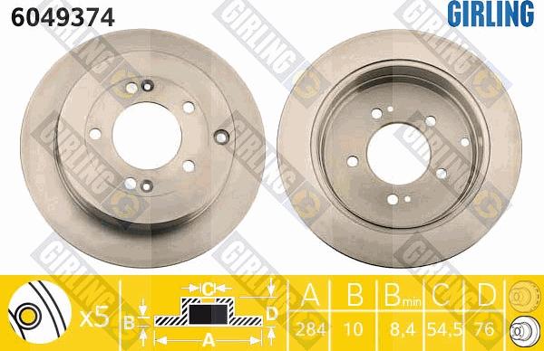 Girling 6049374 - Гальмівний диск autocars.com.ua