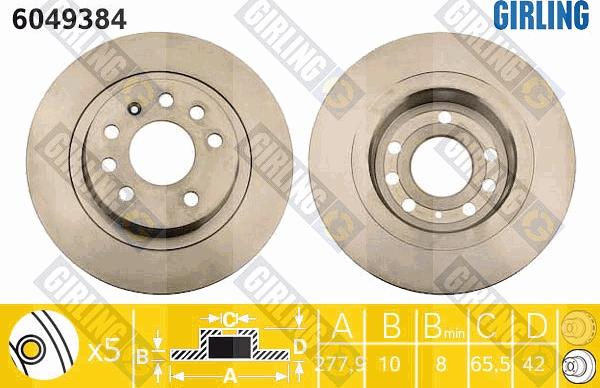 Girling 6049384 - Гальмівний диск autocars.com.ua