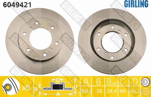 Girling 6049421 - Тормозной диск avtokuzovplus.com.ua